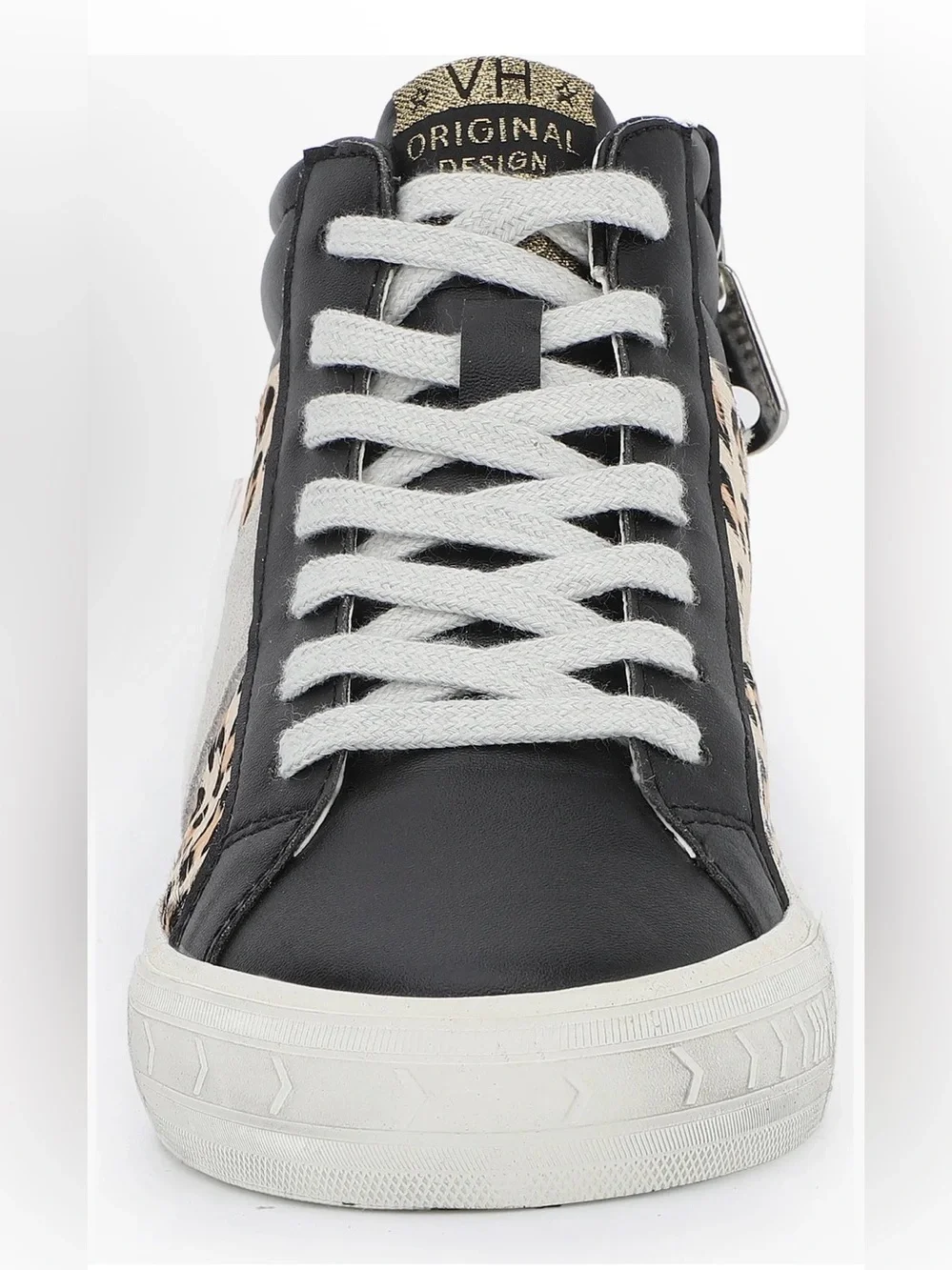 Vintage Havana Dedra Black and Leopard High-Top Sneakers sz 6